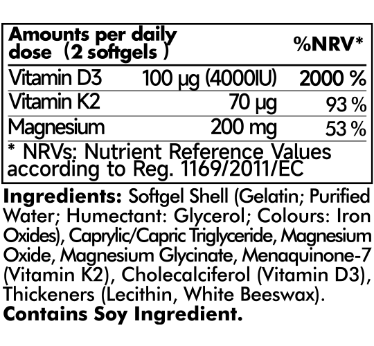 Aimoly Vitamin D3 + K2 + Mg Nutrition